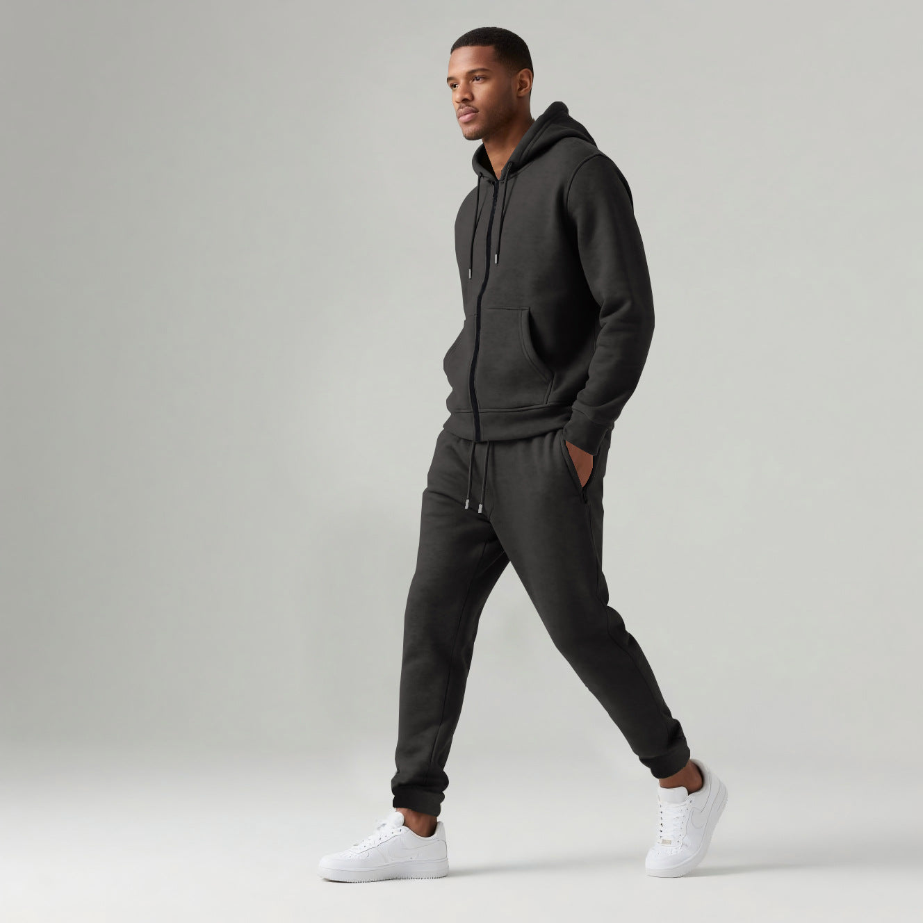 Koen Men’s Tracksuit Set – Heavyweight Brushed Fleece Cotton with Tapered Joggers