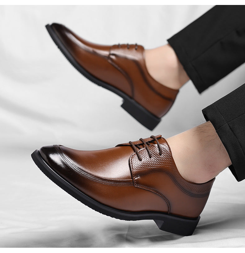 Luca Men’s Leather Dress Shoes – Genuine Leather Lace-Up Shoes with Cushioned Footbed