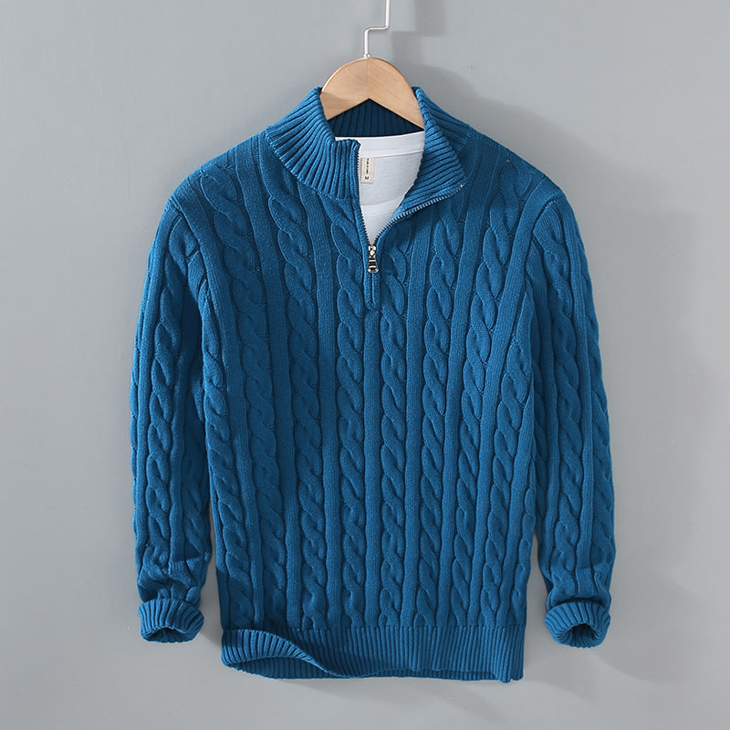 Antoine | Zip Neck Cable Knit Sweater for Men