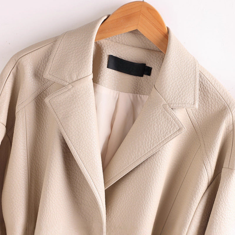 Carla Women’s Sheepskin Leather Jacket – Retro Belted Outerwear