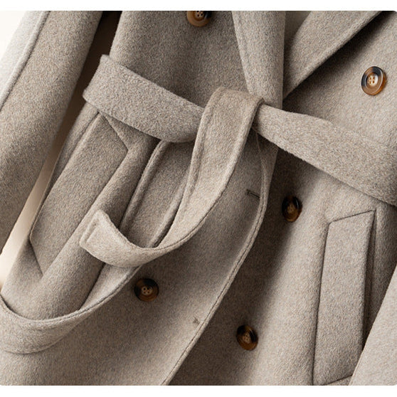 Camila Women’s Cashmere Wrap Coat – Double-Breasted Wool Outerwear with Belted Waist