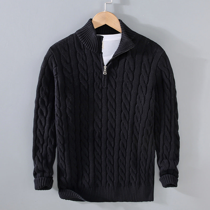 Antoine | Zip Neck Cable Knit Sweater for Men