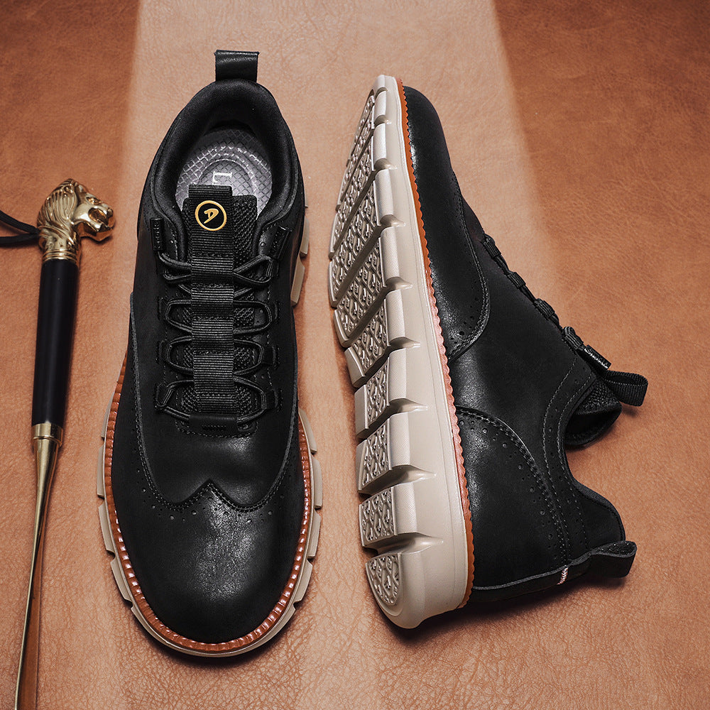 Mario Men’s Leather Sneakers – Genuine Leather with Lightweight Cushioned Sole