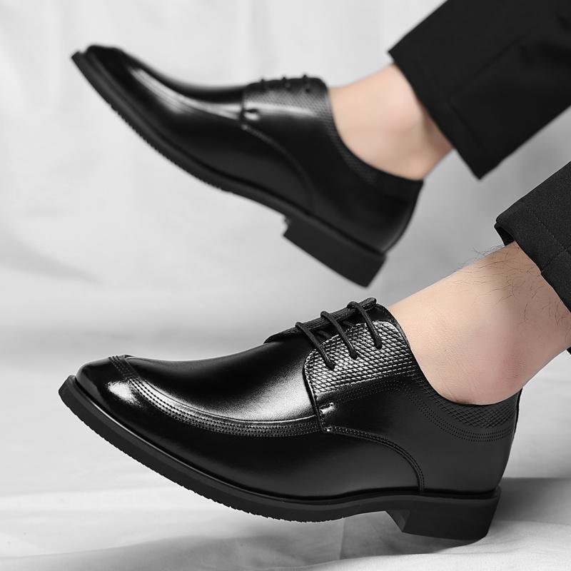 Luca Men’s Leather Dress Shoes – Genuine Leather Lace-Up Shoes with Cushioned Footbed