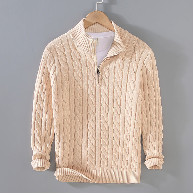 Antoine | Zip Neck Cable Knit Sweater for Men