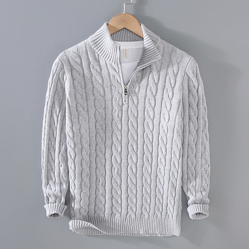 Antoine | Zip Neck Cable Knit Sweater for Men