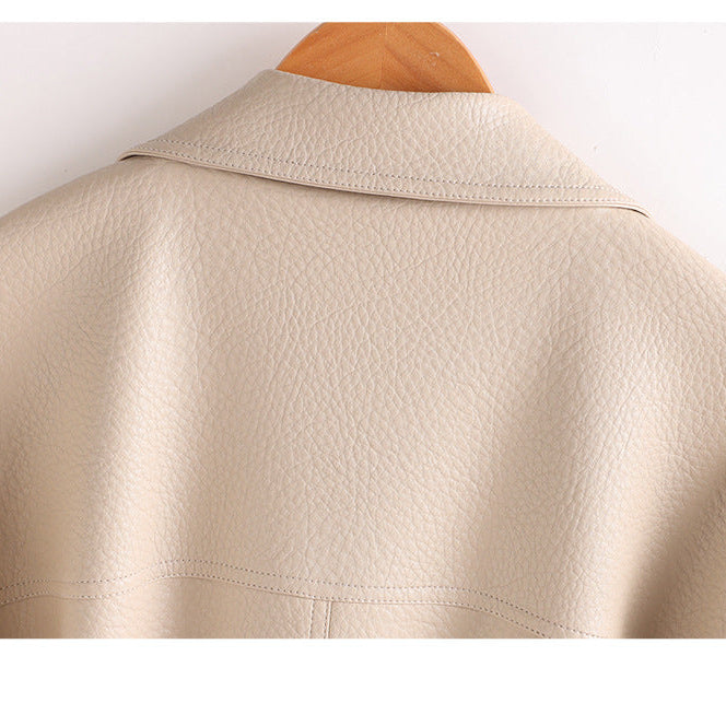 Carla Women’s Sheepskin Leather Jacket – Retro Belted Outerwear