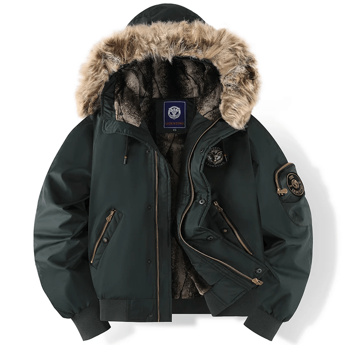 Nabil | Men's Fur Lined Bomber Hooded Utility Jacket