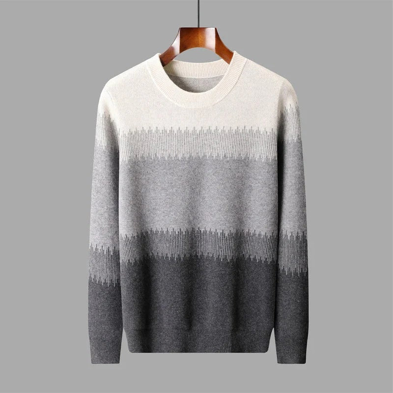 Ibrahim Men’s Wool Sweater – Ultra-Fine Knit with Tonal Gradient & Lightweight Fit Pullover