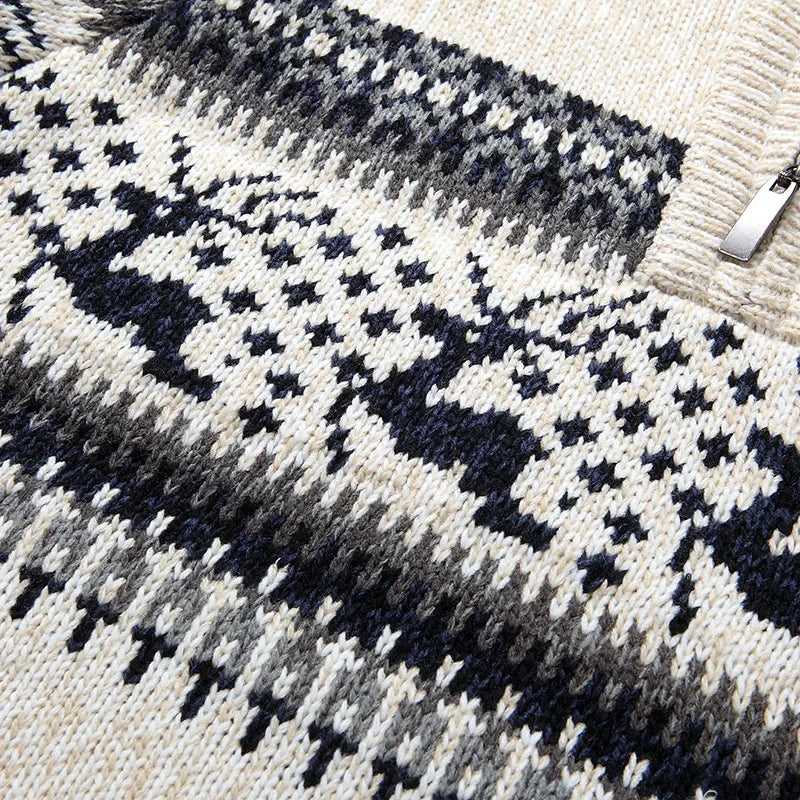 Mehdi Men's Christmas Sweater – Wool Knit Quarter-Zip Pullover