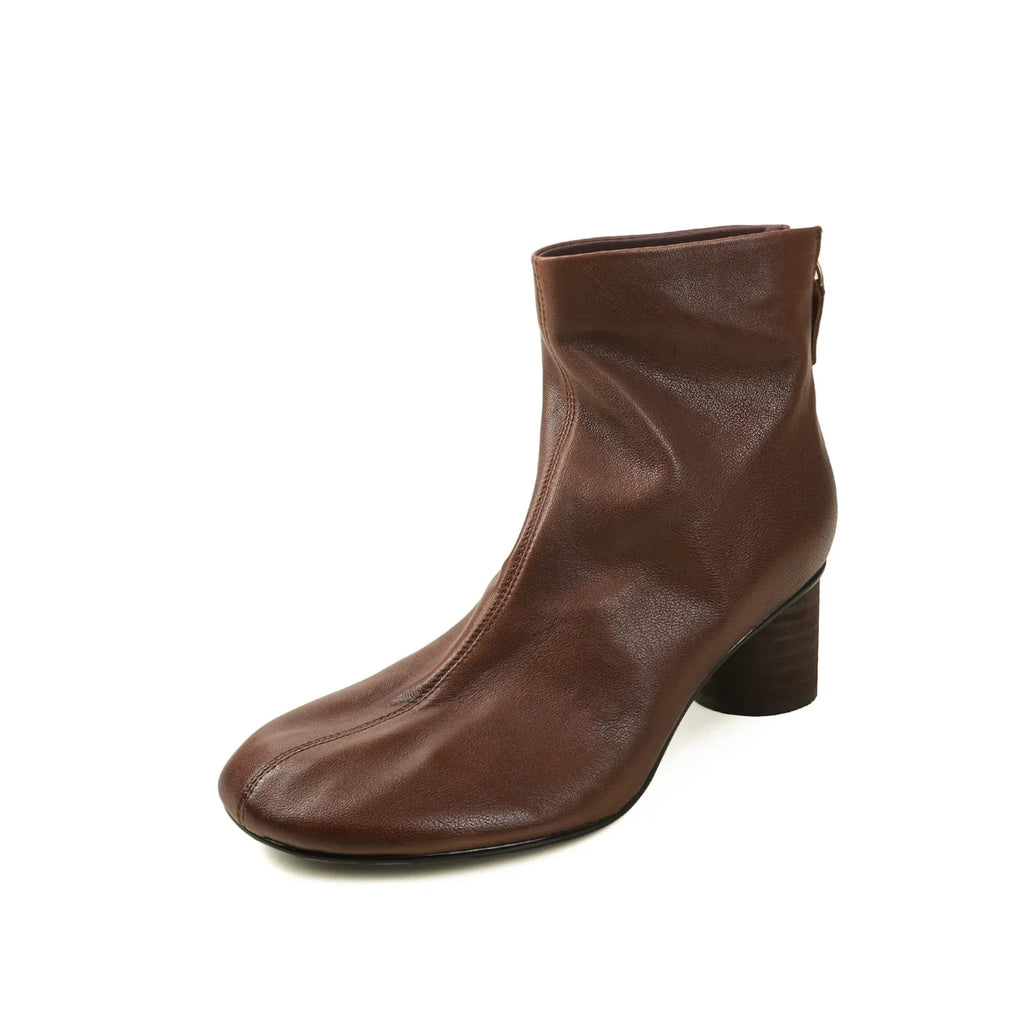 Maria Women’s Leather Ankle Boots – Cushioned Block Heel Booties for All-Day Wear