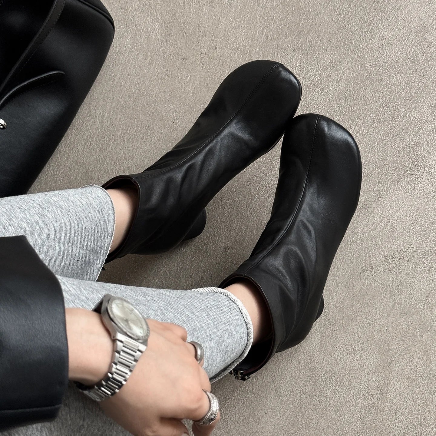 Maria Women’s Leather Ankle Boots – Cushioned Block Heel Booties for All-Day Wear