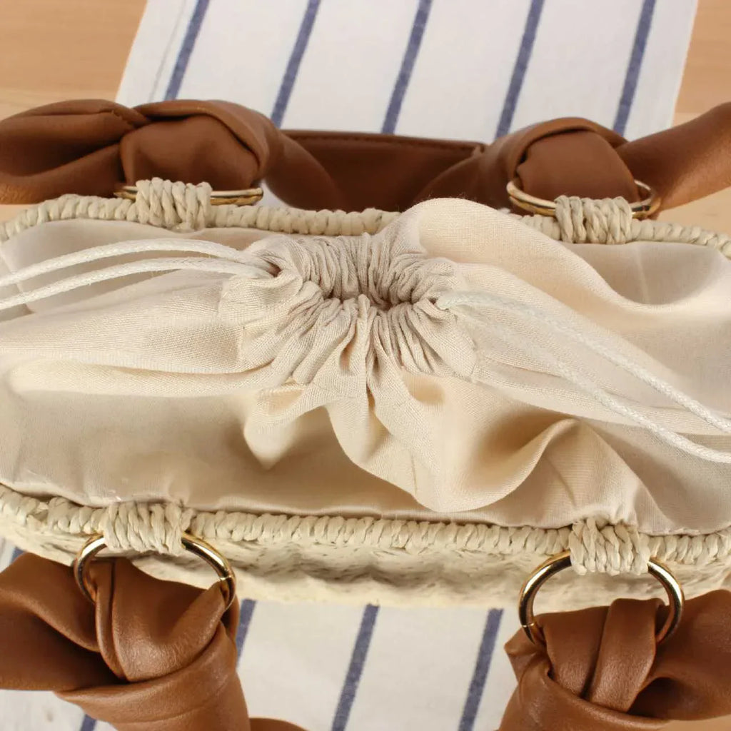 Salomé Women’s Hand-Woven Straw Handbag – Soft Leather Handles & Silk Lined Interior