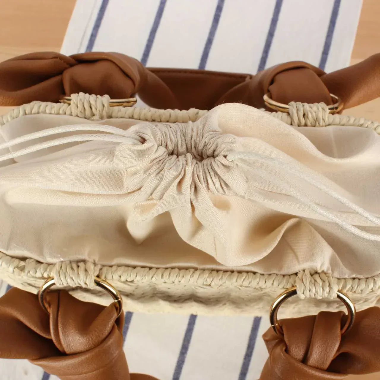 Salomé Women’s Hand-Woven Straw Handbag – Soft Leather Handles & Silk Lined Interior