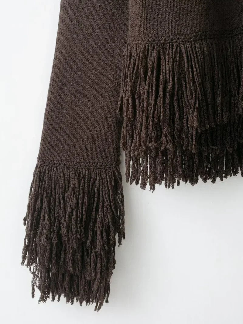 Colette Women’s Cardigan – Structured Knit Cardigan with Fringe Style Silhouette