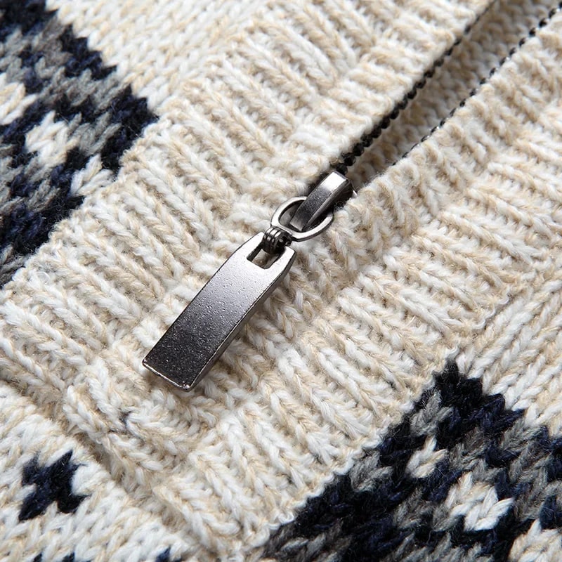 Mehdi Men's Christmas Sweater – Wool Knit Quarter-Zip Pullover