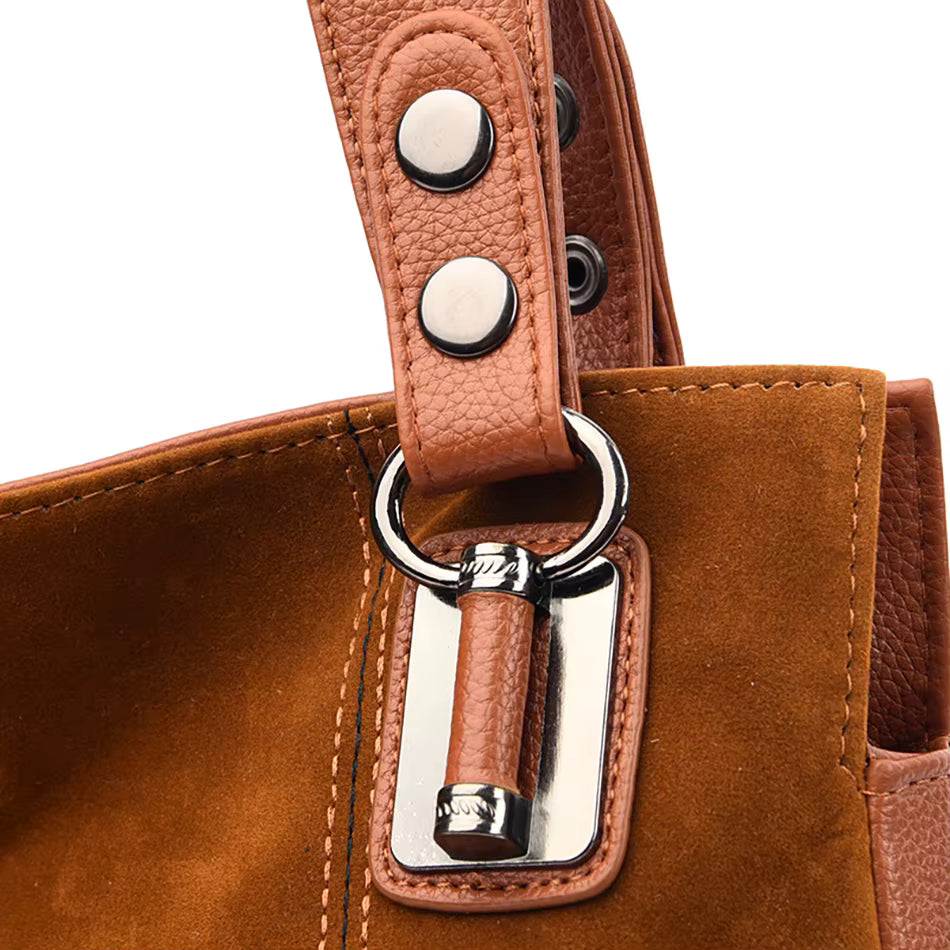 Lisette Women’s Leather Handbag – Soft Suede Finish with Structured Interior