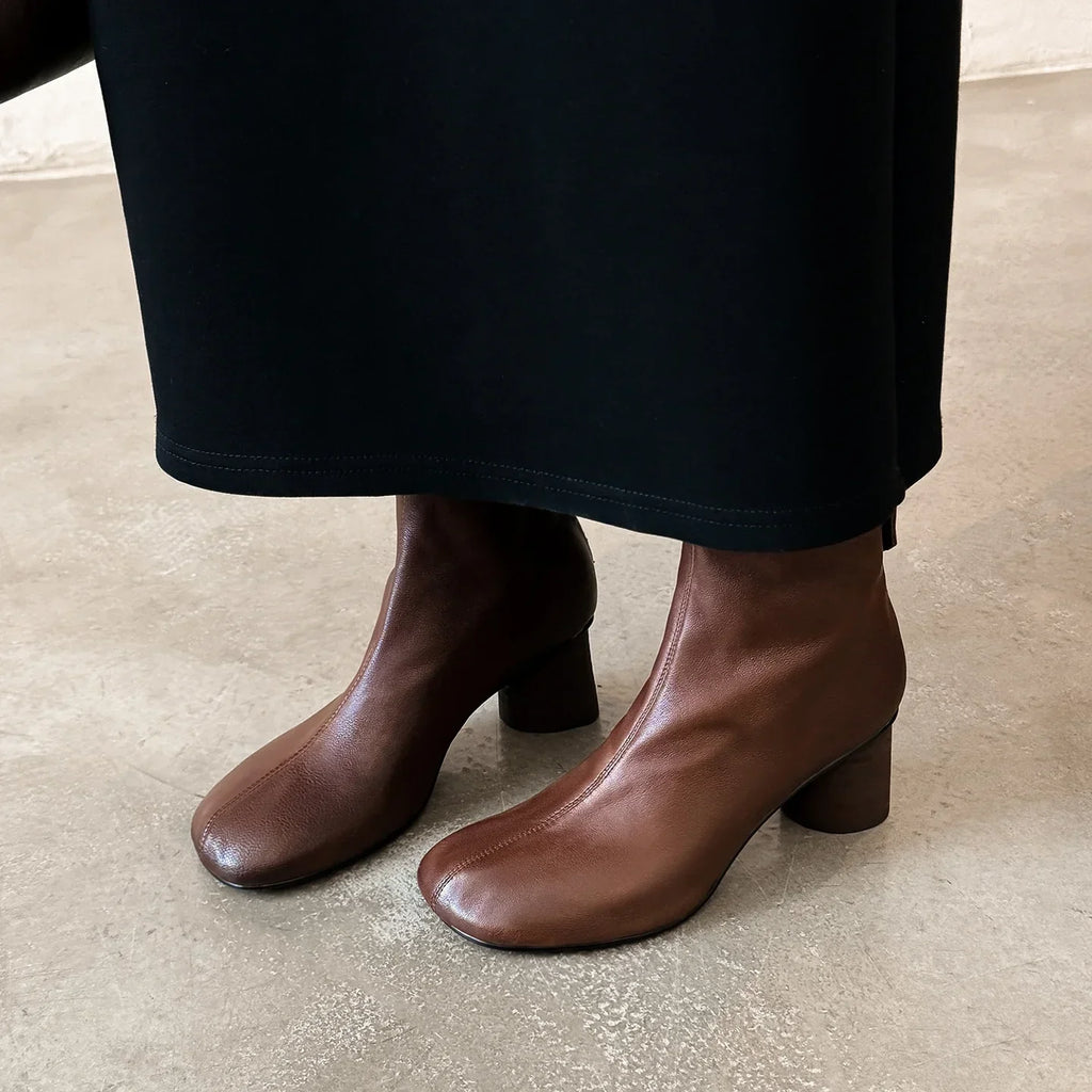 Maria Women’s Leather Ankle Boots – Cushioned Block Heel Booties for All-Day Wear