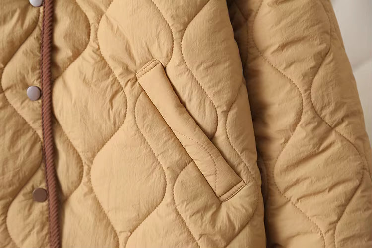 Sara Women’s Quilted Button-Up Jacket – Lightweight Soft Cotton-Nylon Shell