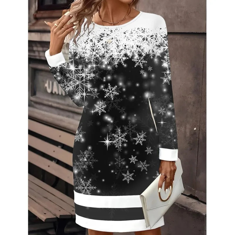 Livia | Women’s Snowman Print Christmas Sweater Dress