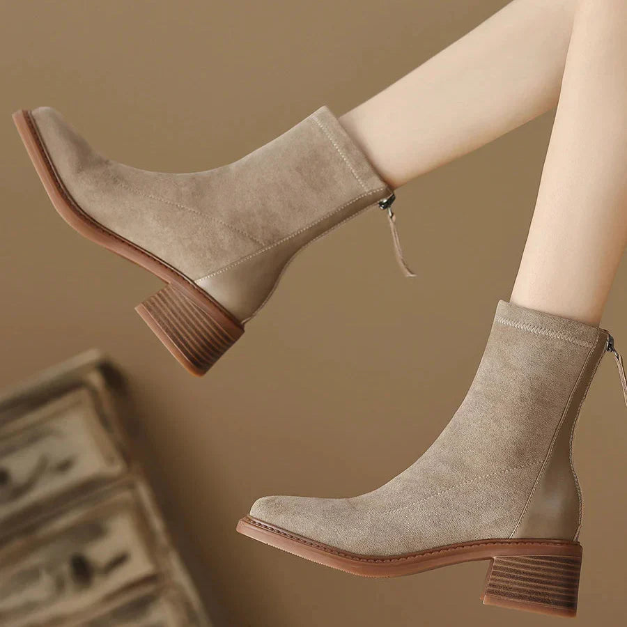 Amélie Women’s Suede Ankle Boots – Soft Suede Finish with Cushioned Comfort