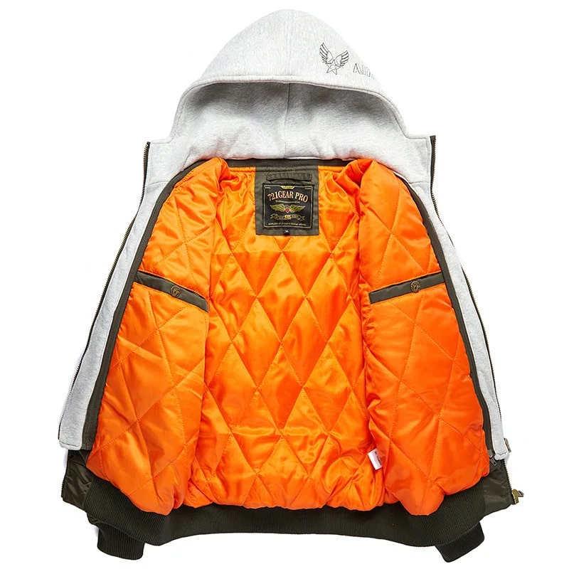 Finn Men’s Hoodie Jacket – Padded Cotton Military-Style Bomber Jacket