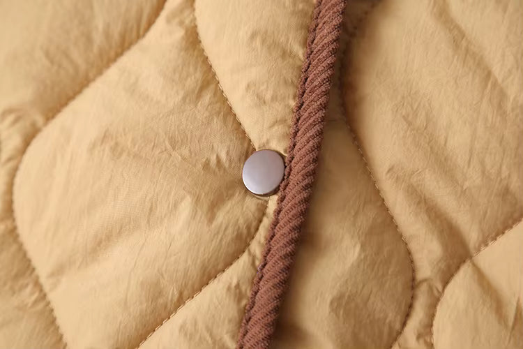 Sara Women’s Quilted Button-Up Jacket – Lightweight Soft Cotton-Nylon Shell