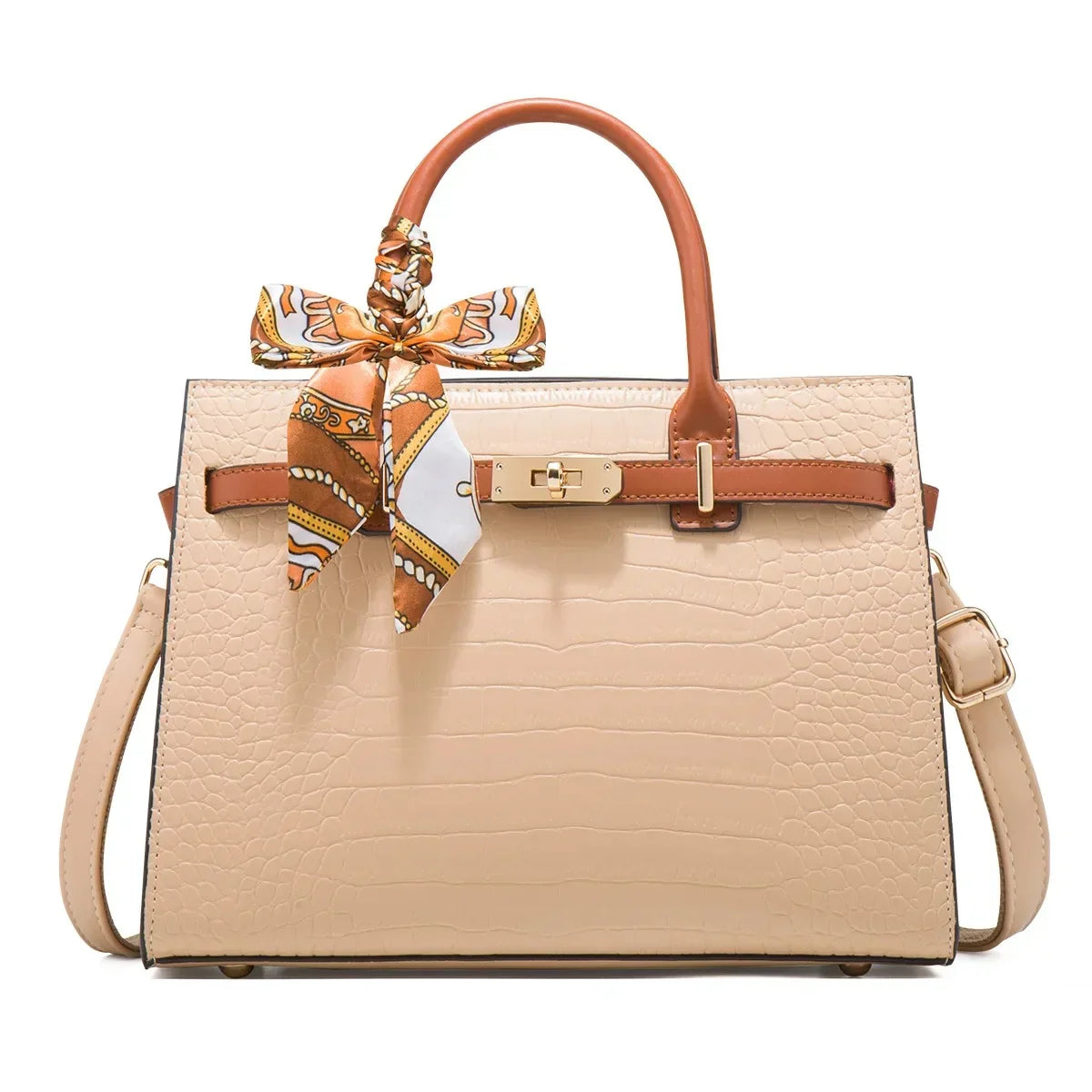 Katarina Women’s Handbag – Structured Genuine Leather with Buckle Closure & Crossbody Strap