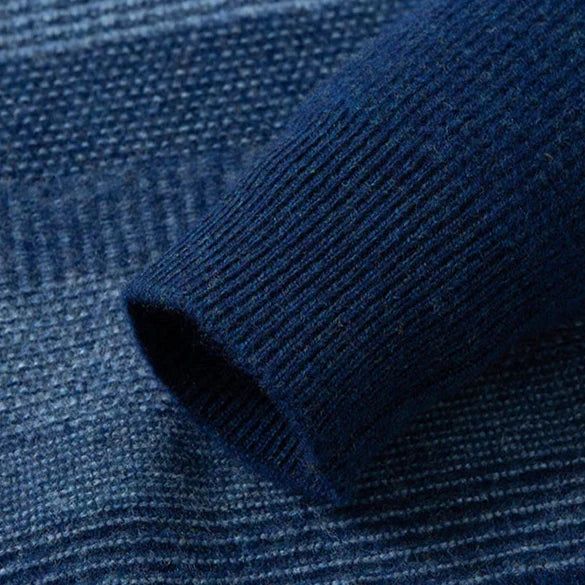 Noah Men’s Wool Sweater – Pure Wool with Gradient Stripe Design