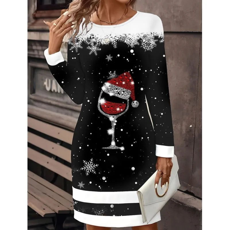 Livia | Women’s Snowman Print Christmas Sweater Dress