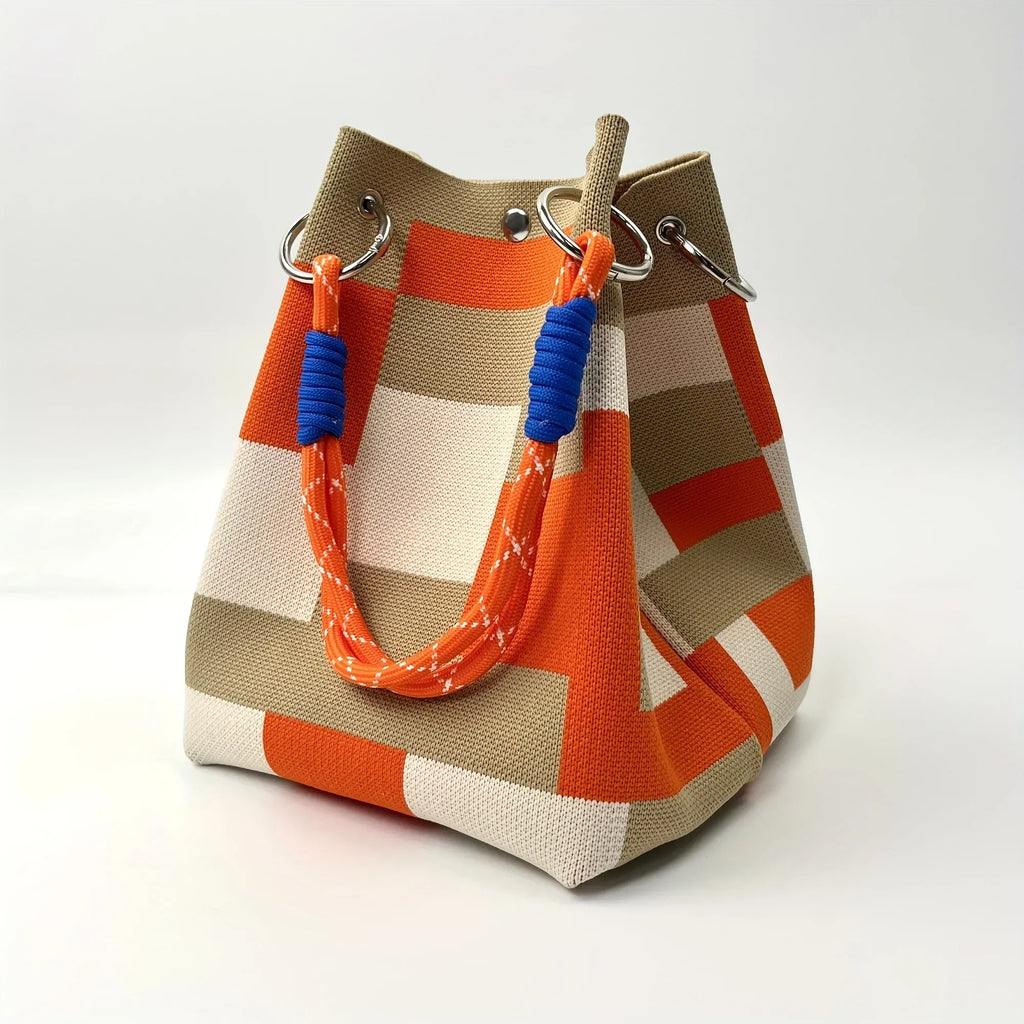 Valentina Women’s Woven Tote Bag – Bold Colors with Rope-Style Handles