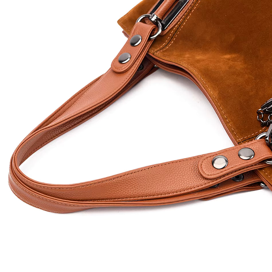 Lisette Women’s Leather Handbag – Soft Suede Finish with Structured Interior