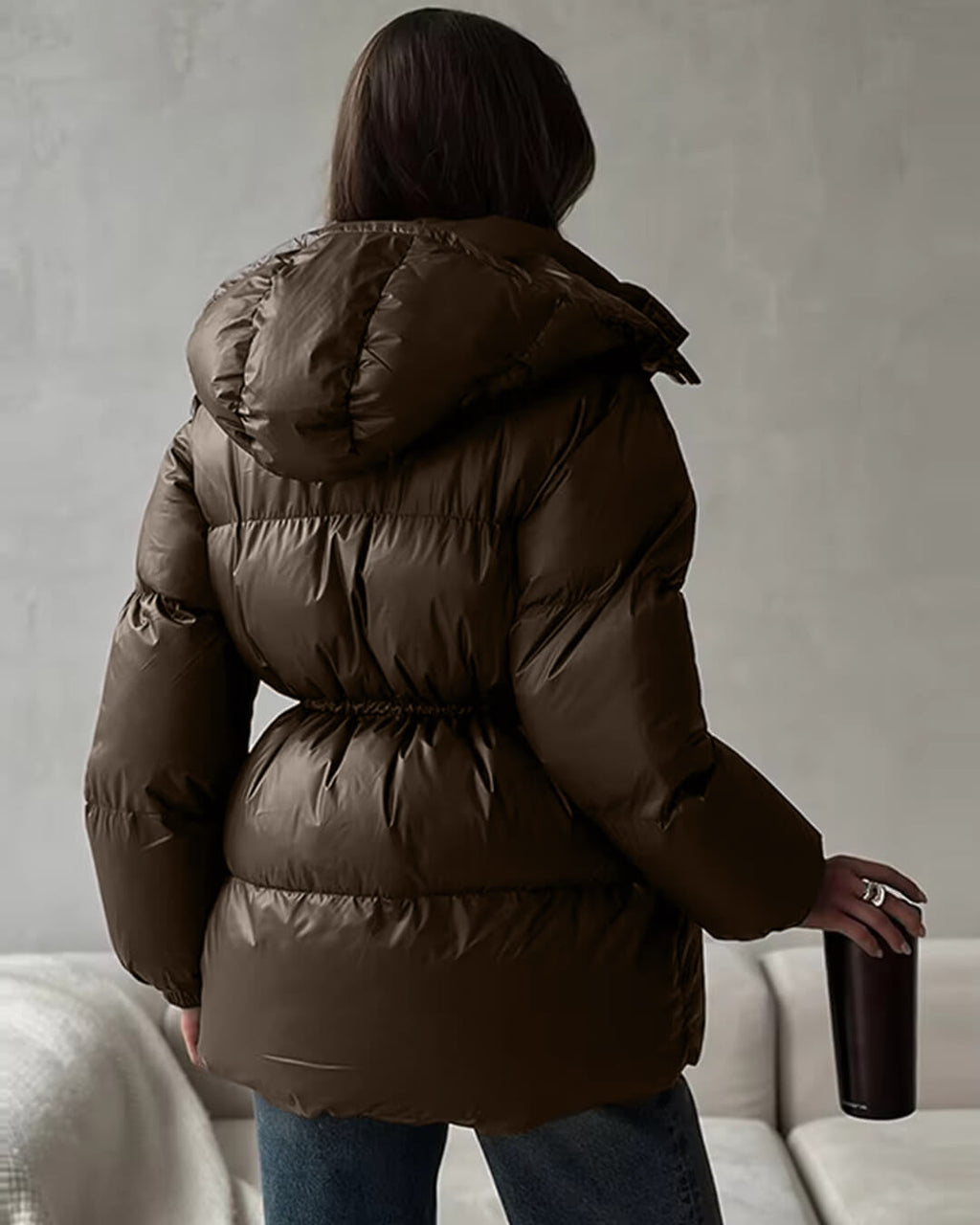 Rémi | Winter Drawstring Shiny Puffer Jacket