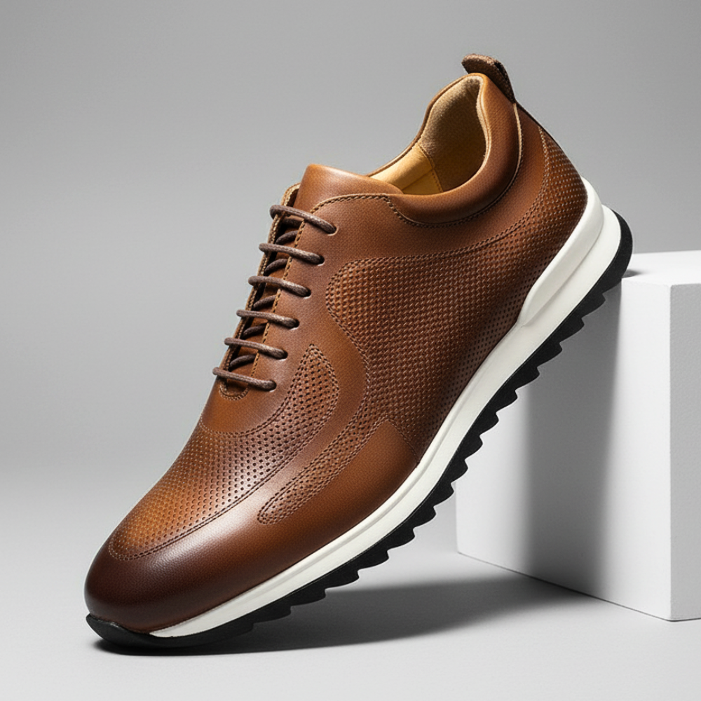 Jakub Men’s Leather Sneakers – Italian Leather Trainers with Cushioned Interior