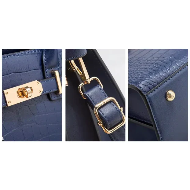 Katarina Women’s Handbag – Structured Genuine Leather with Buckle Closure & Crossbody Strap