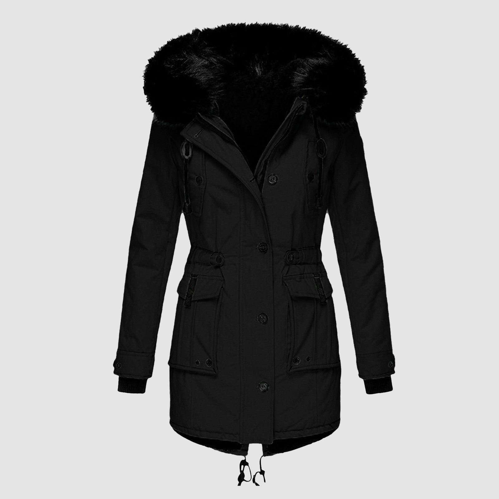 Zoé Women’s Winter Jacket – Hooded Coat with Faux Fur Trim