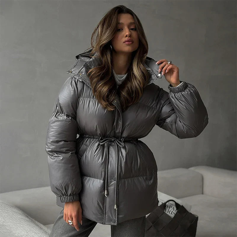 Rémi | Winter Drawstring Shiny Puffer Jacket