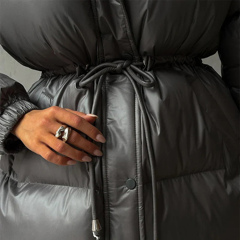 Rémi | Winter Drawstring Shiny Puffer Jacket