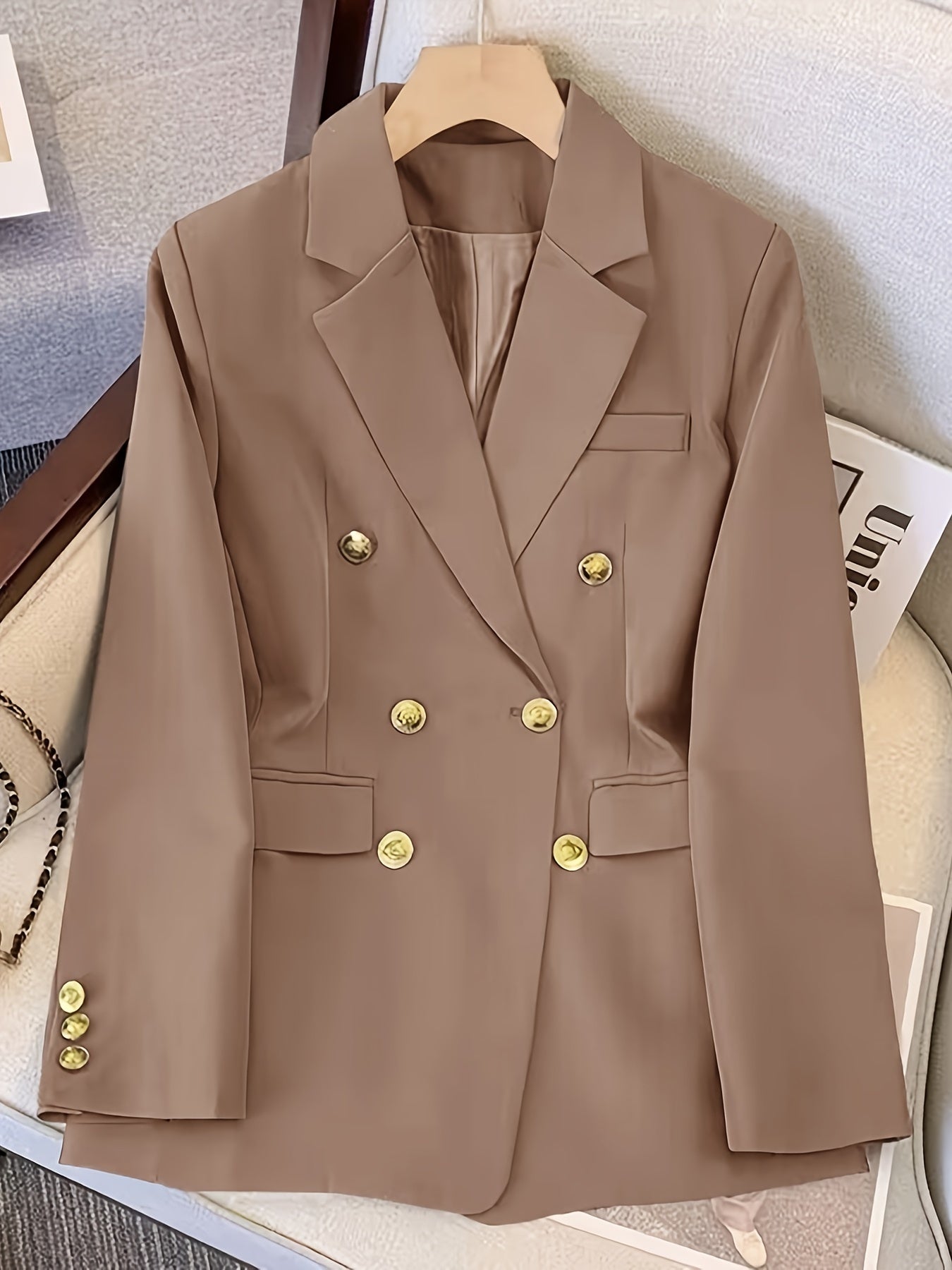 Camila | Women Winter Gold Button Office Blazer