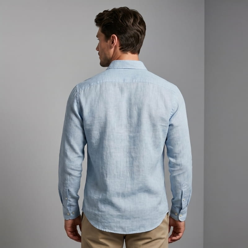 Michael Linen Button-Down Shirt – Spread Collar Relaxed Fit Breathable Lightweight Casual Top