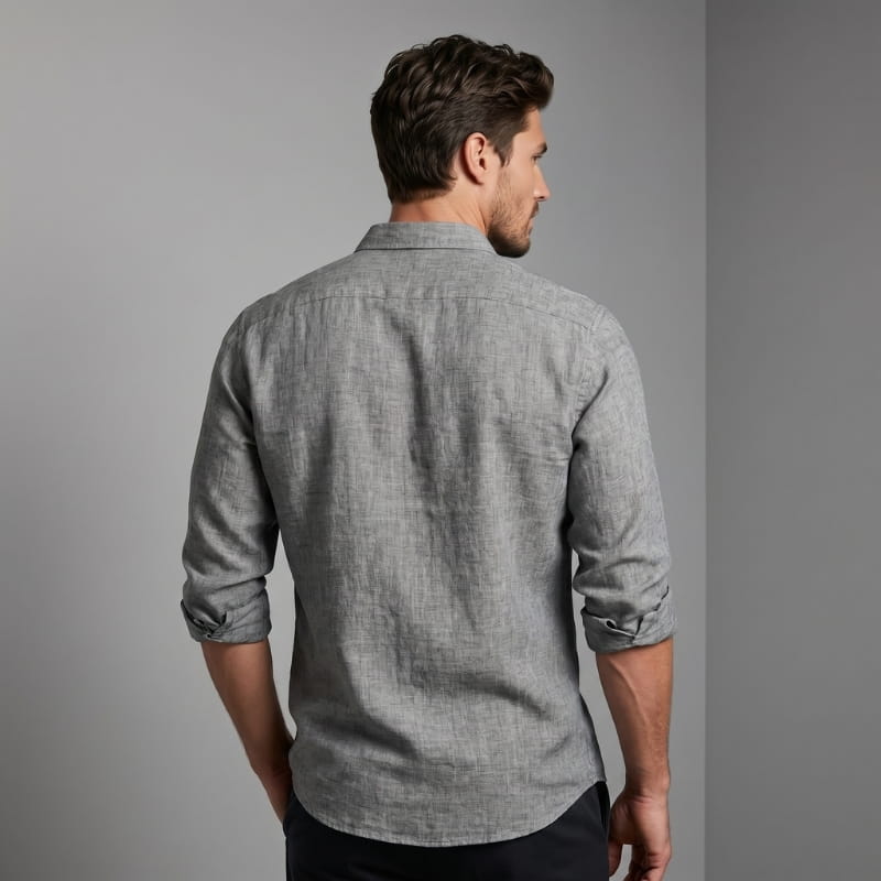 Royce Linen Blend Casual Shirt – Roll-Tab Sleeve Popover Collar Relaxed Breathable Top