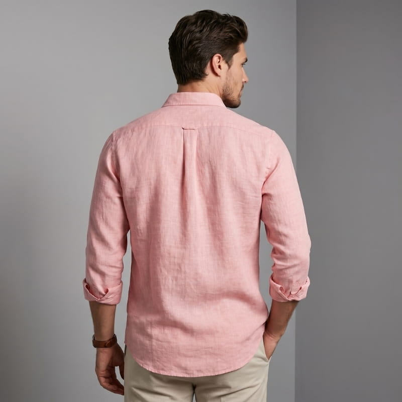 Michael Linen Button-Down Shirt – Spread Collar Relaxed Fit Breathable Lightweight Casual Top