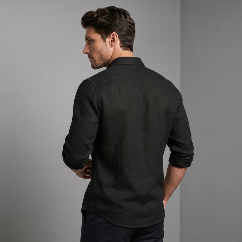 Royce Linen Blend Casual Shirt – Roll-Tab Sleeve Popover Collar Relaxed Breathable Top