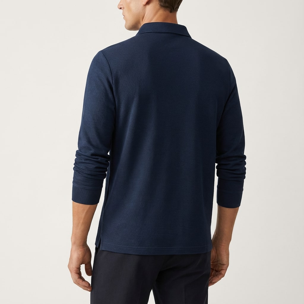 Eren Men’s Long Sleeve Polo – Soft Woven Fabric with Structured Collar