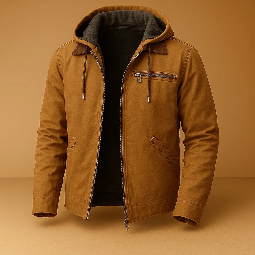 Arthur Men’s Hooded Jacket – Lightweight Windbreaker Jacket with Fleece Lining