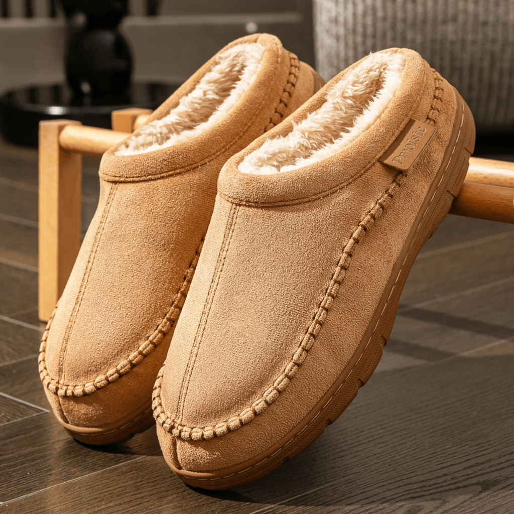 Valentin Men’s Moccasin Slippers – Plush Fleece Lining for Indoor & Outdoor Wear