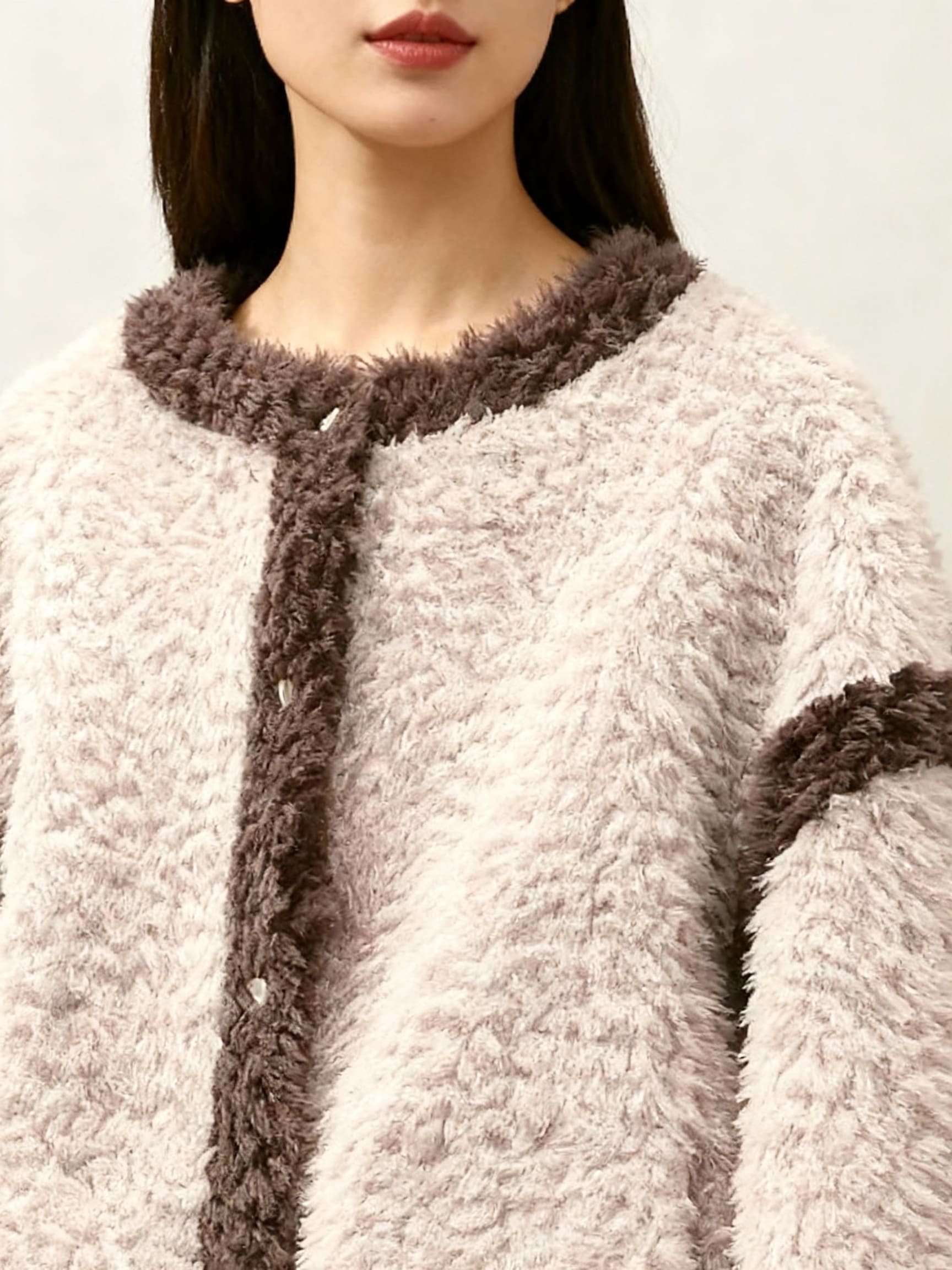 Rose Women’s Sherpa Jacket – Fuzzy Button-Up with Contrast Trim