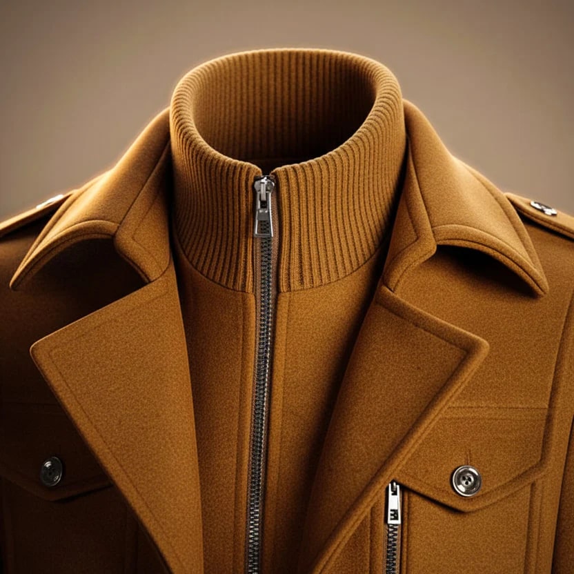 Orlando Men’s Wool Jacket – Wool Winter Coat with Tailored Collar & Utility Pocket