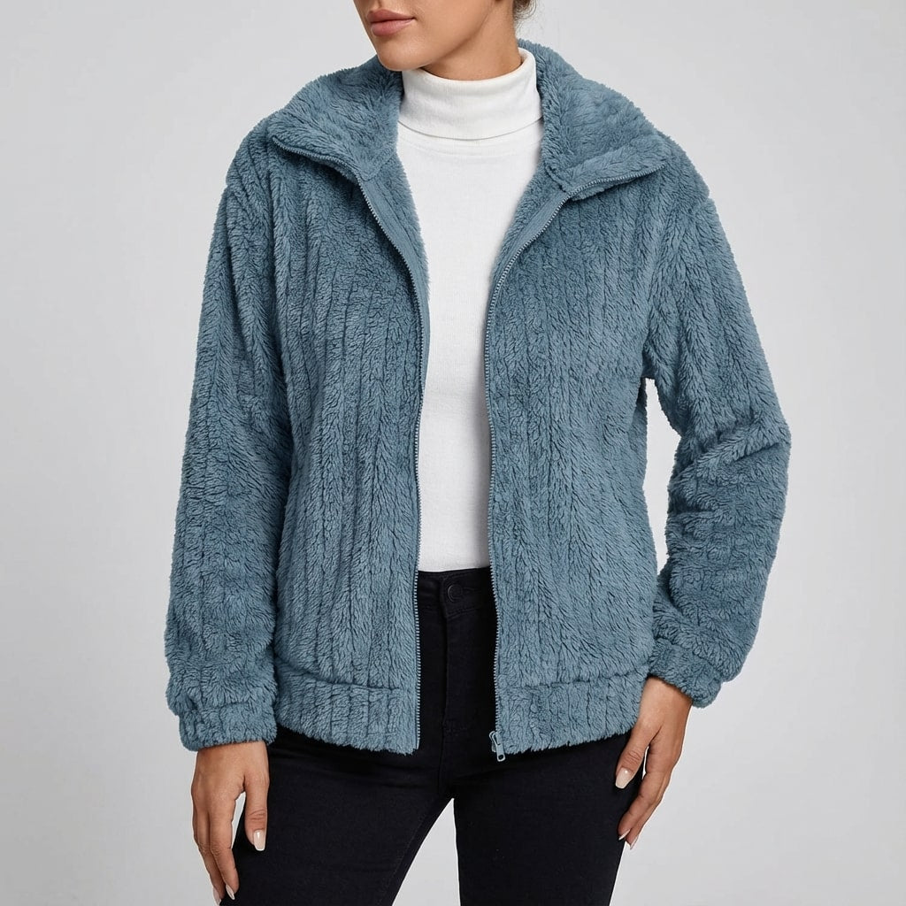Leyla Women’s Faux Fur Jacket – Elegant Plush Outerwear for Winter Layering