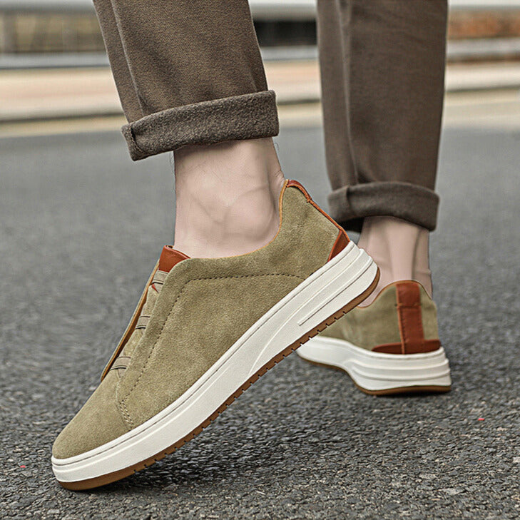 Milan Men’s Suede Slip-On Sneakers – Cowhide Leather with Cushioned Comfort
